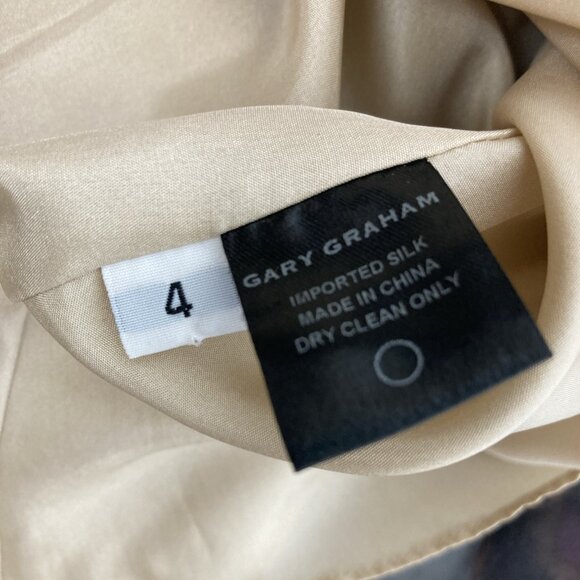 Gary Graham Floral Boho Black Silk Skirt Size 4 Knee Length - Picture 6 of 6